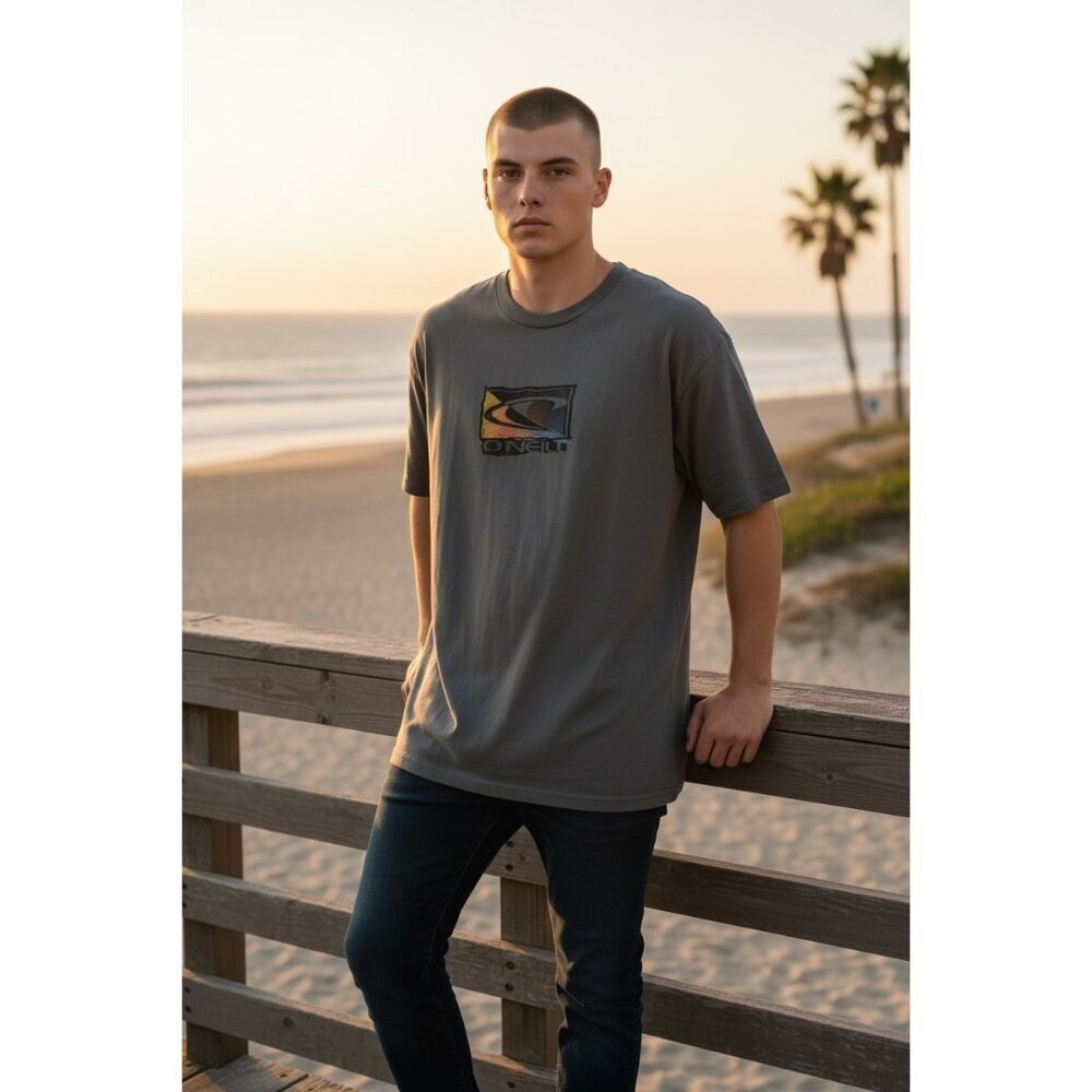 O’Neill Logo Graphic T-Shirt Gray Surf Skate Casual Tee Mens Size: XL